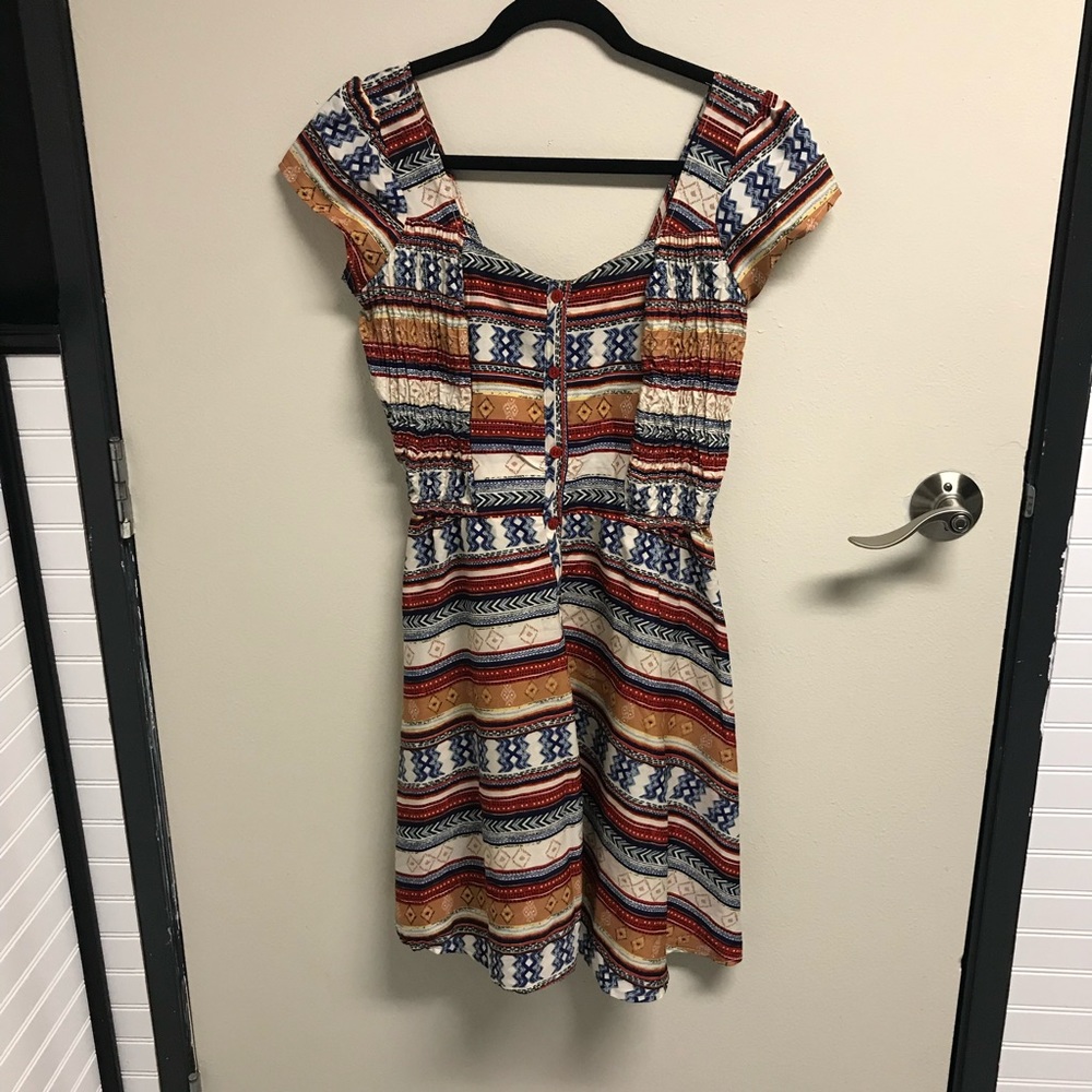 Stretch Top Aztec Print Mini Dress